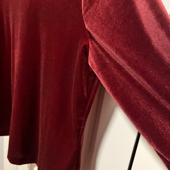 Red Velvet Boatneck Top 3/4 Sleeves - Picture 6 of 10
